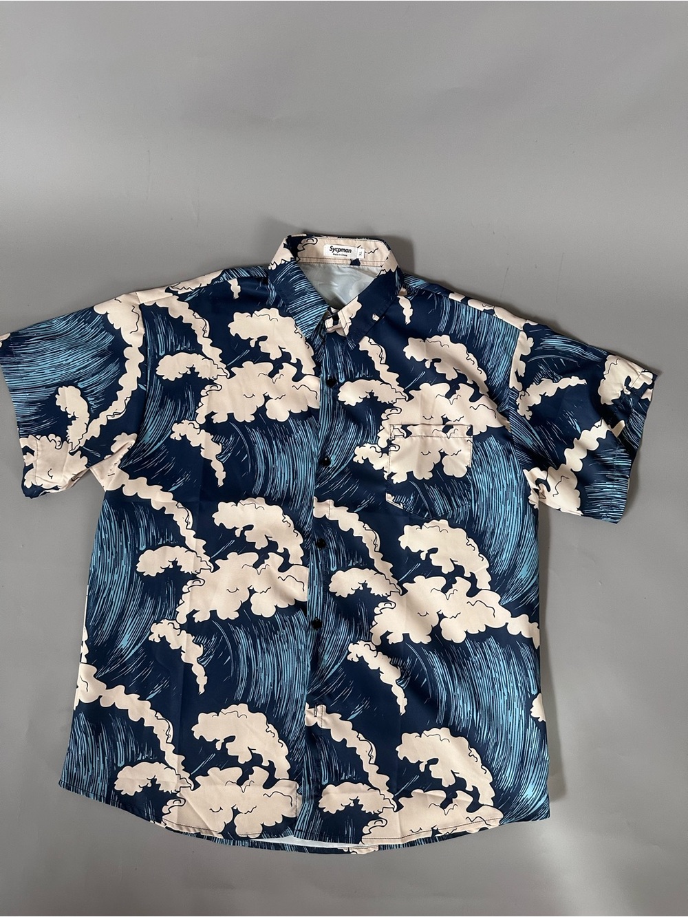 Men's Navy & Cream Wave-Print Short Sleeve Shirt